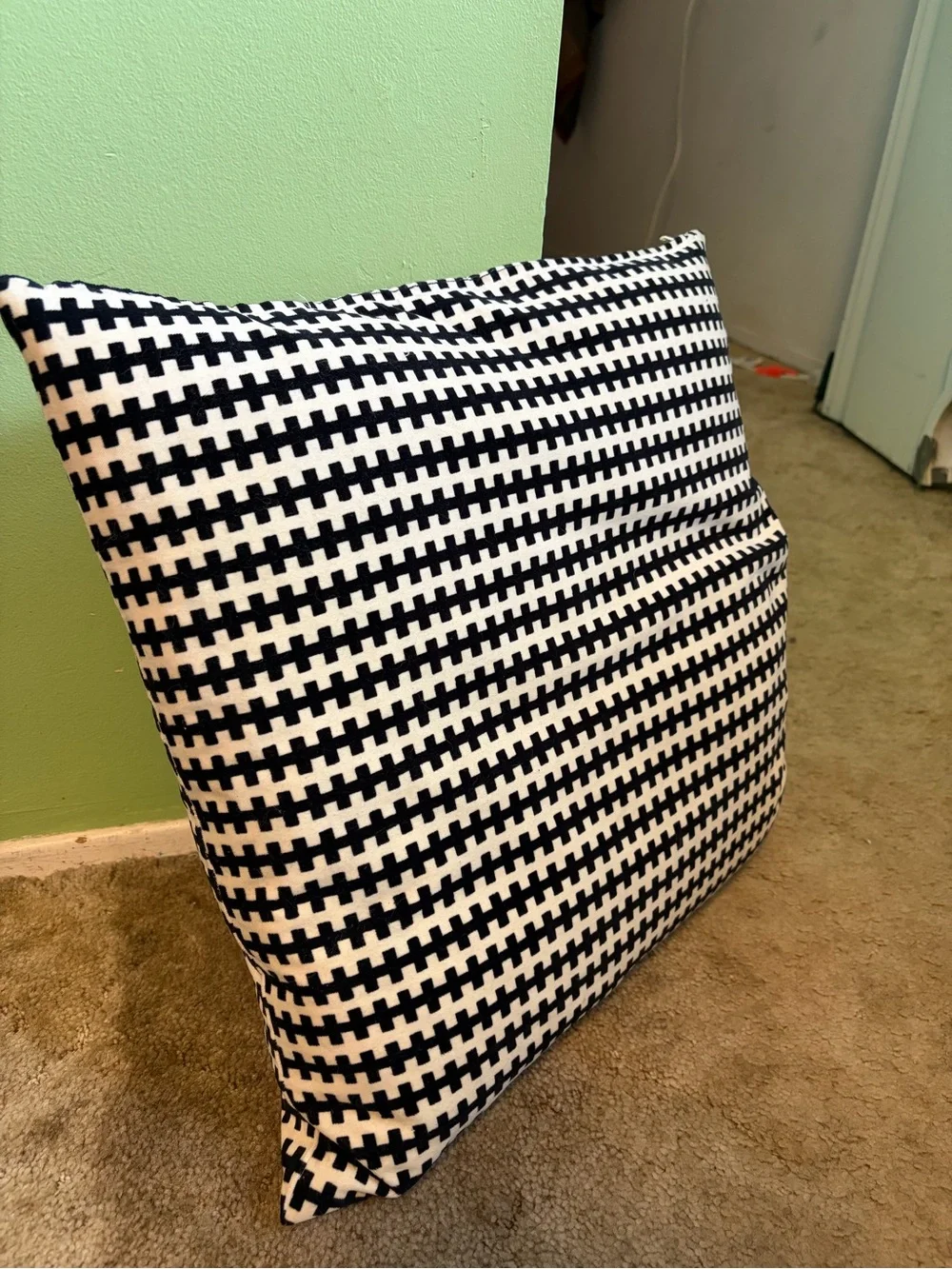 Black and White Square Throw Pillow